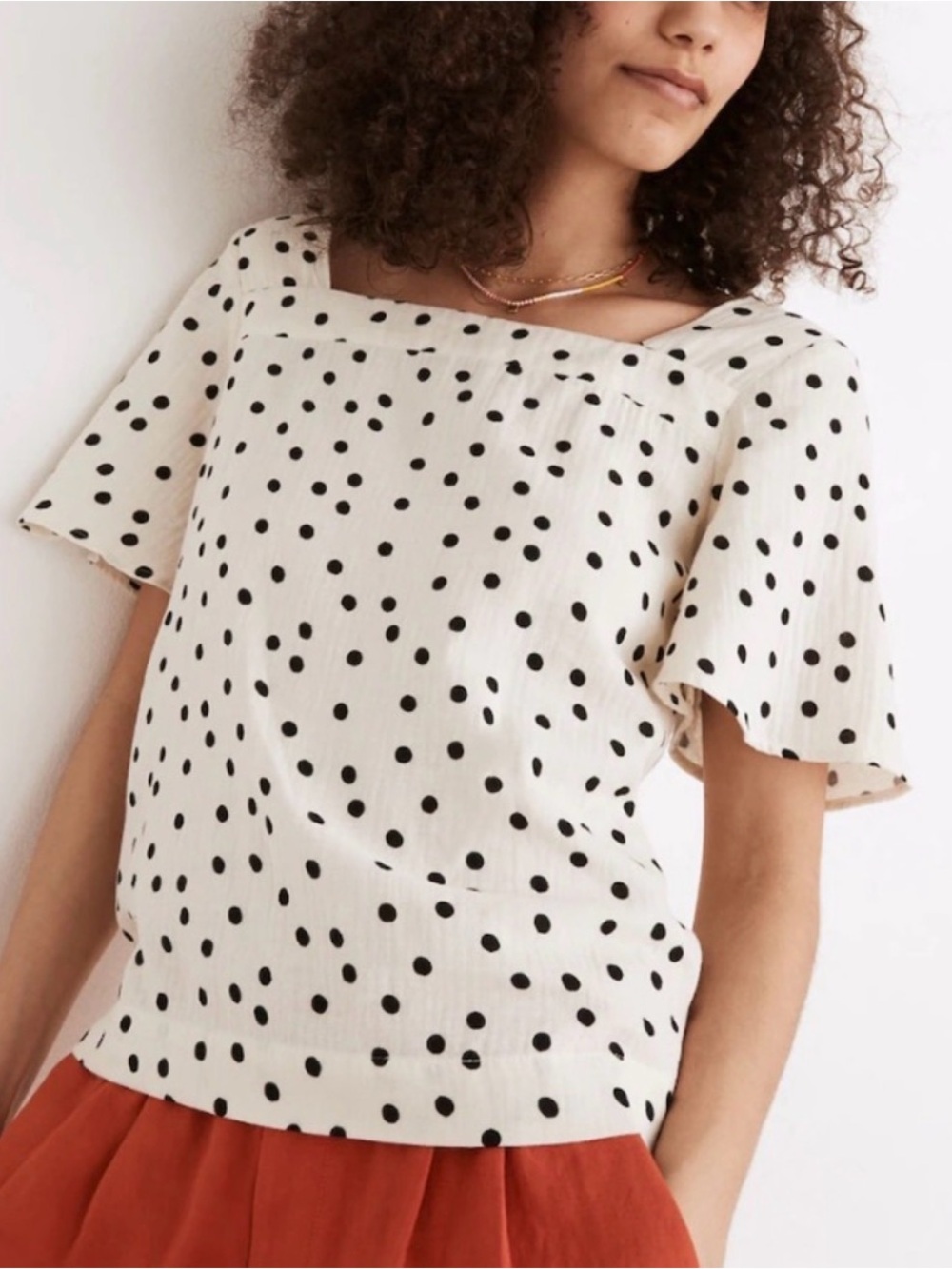 Madewell Lightspun Harlow Square-neck Top in Tossed Dot